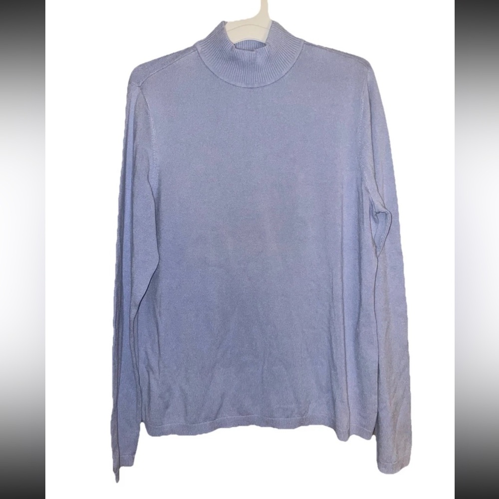 Chico's Light Blue Tight-Knit Mock Neck Pullover Sweater Women’s Sz M SOFT